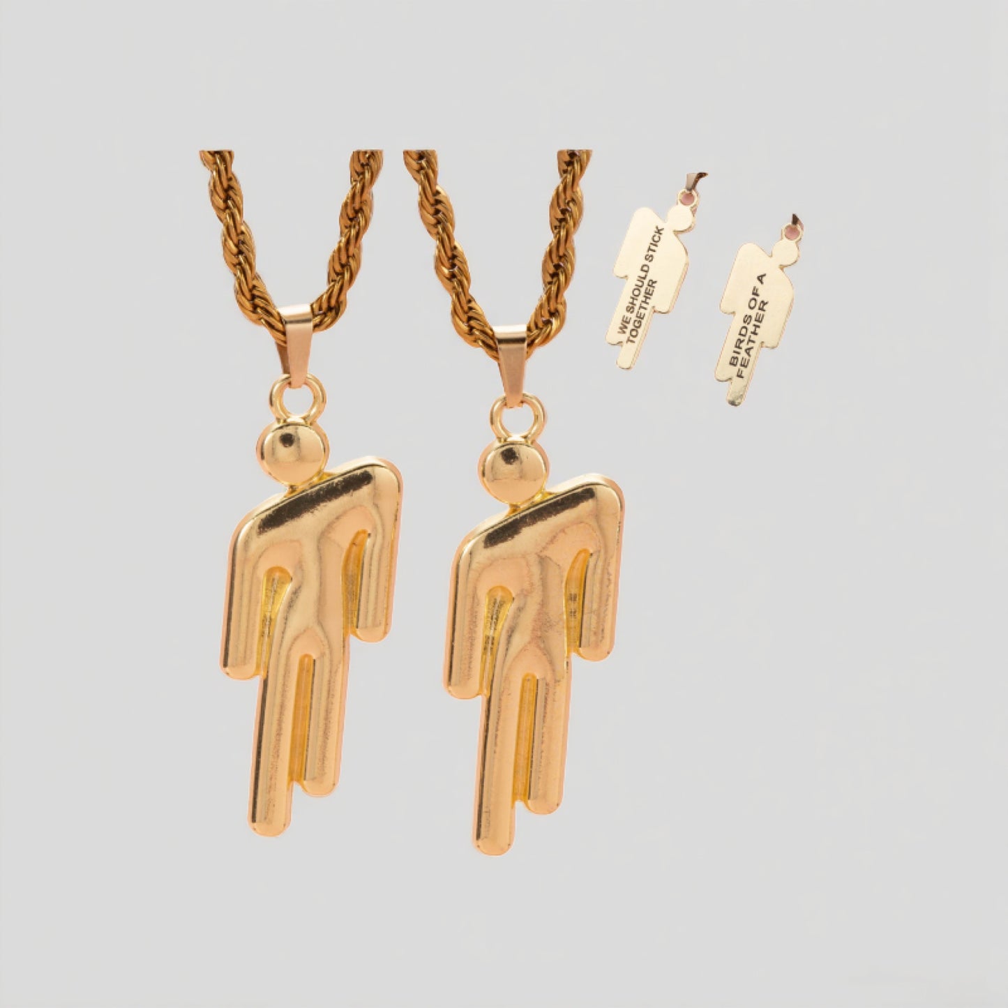 Double Tilted Head Personalized Lettering Pendant Necklace