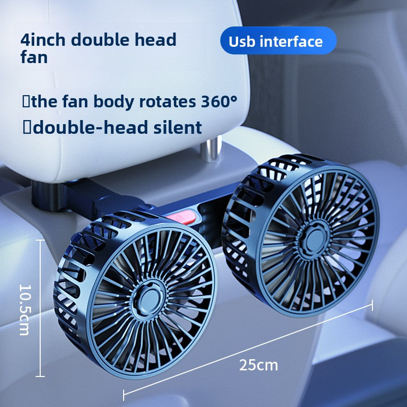 Dual Head Car Fan with USB and 12V/24V Compatibility
