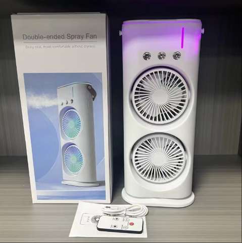 Dual-Nozzle Portable Humidifying Fan – Compact Air Cooler with Hydro Cooling for Home Use