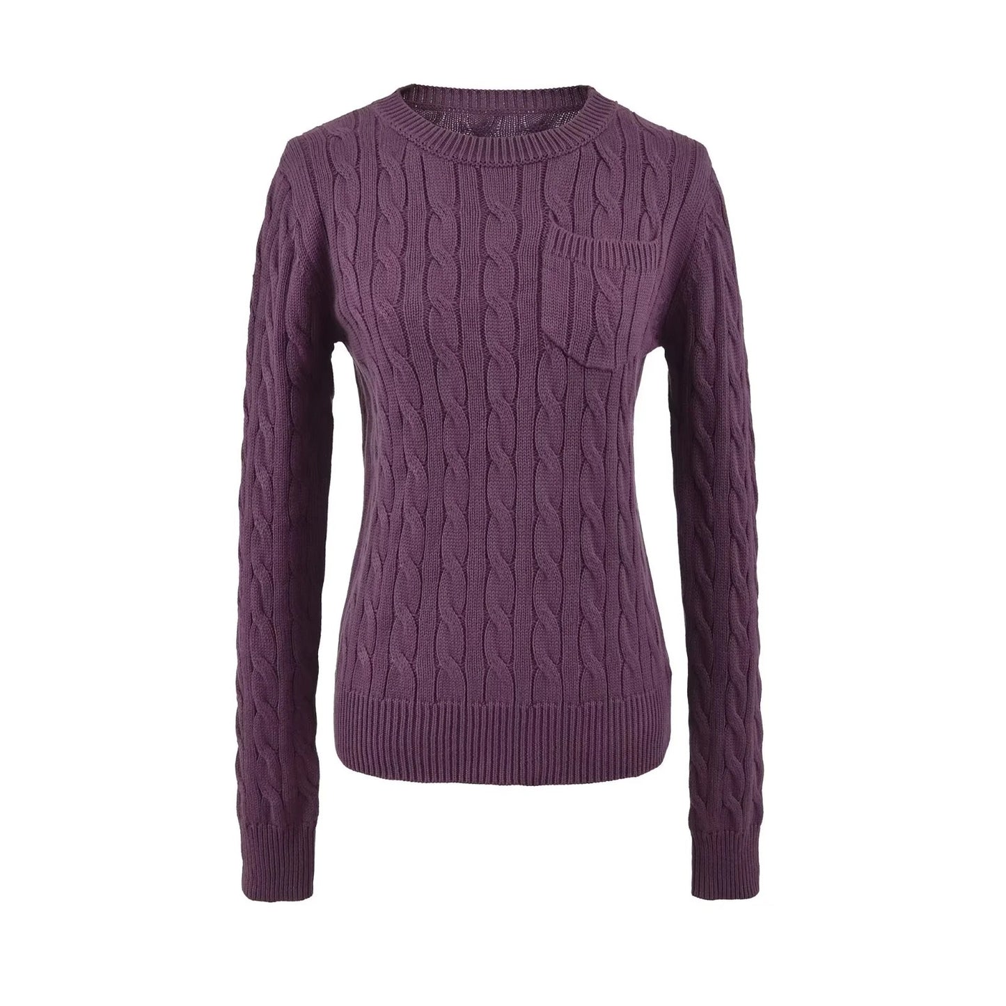 Stylish Korean-Style Relaxed Purple Sweater for Petite Women