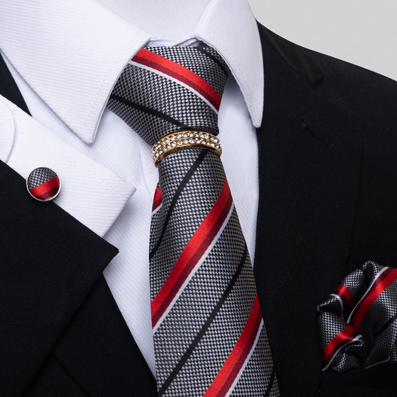 Multi Colored Striped Floral Mens Tie for Formal Party Wear