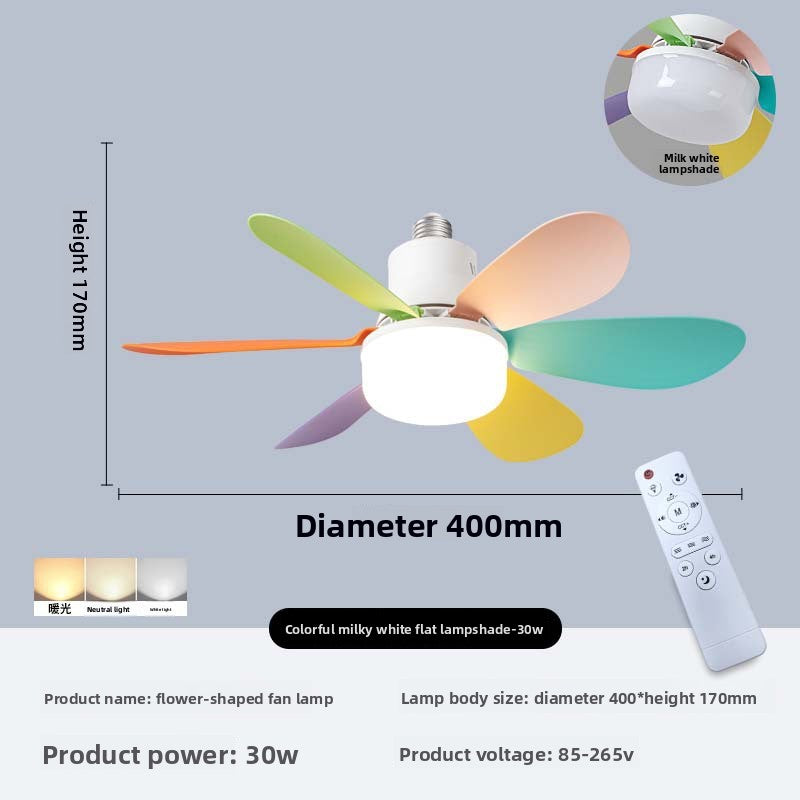 E27 Screw Ceiling Fan Lamp with Detachable Blades Remote Control