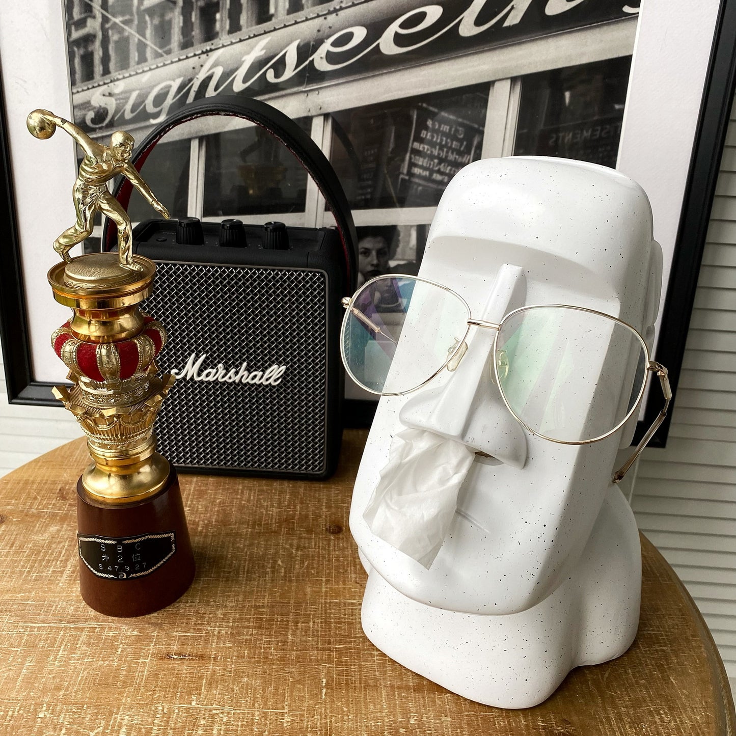 Easter Island Moai Resin Tissue Box