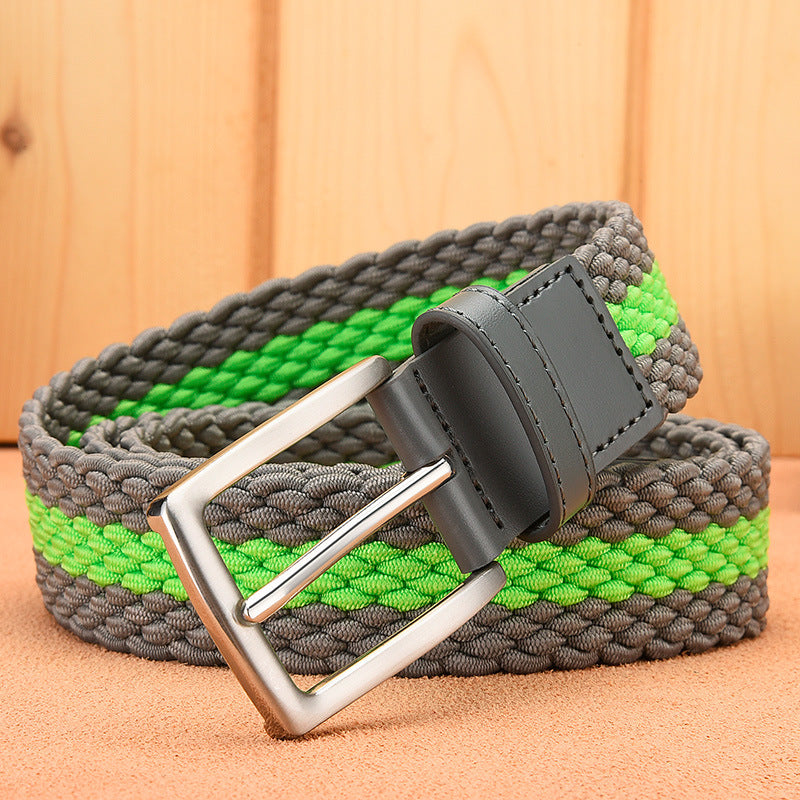 Elastic Pin Buckle Woven Belt for Men