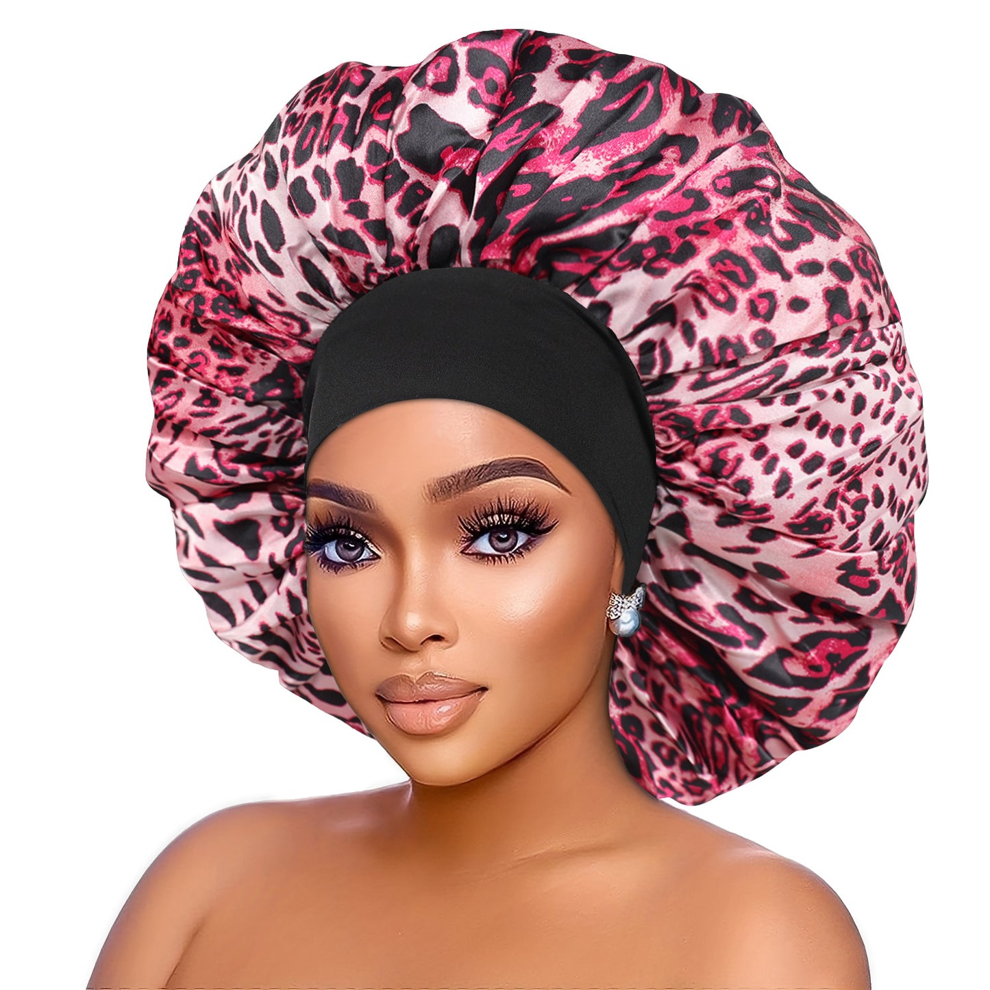 Elastic Wide Brim Printed Sleep Cap