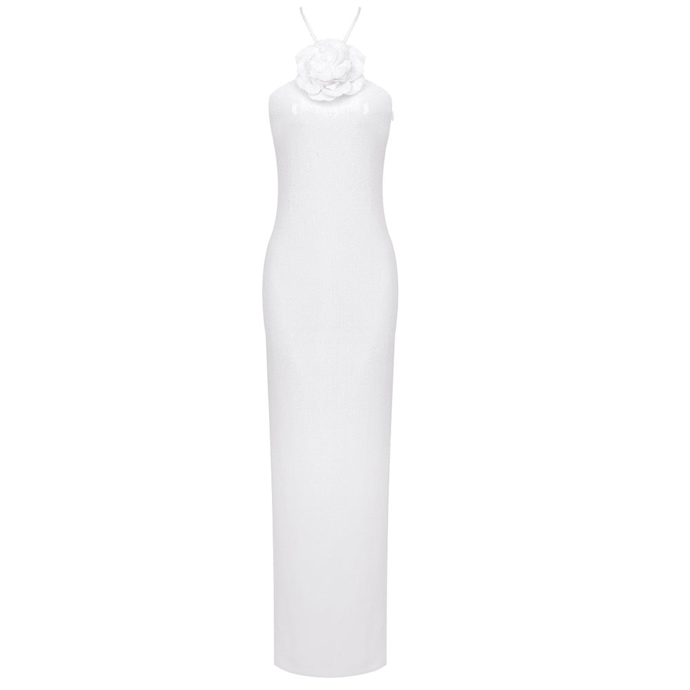 Elegant Halterneck Sequin Evening Dress