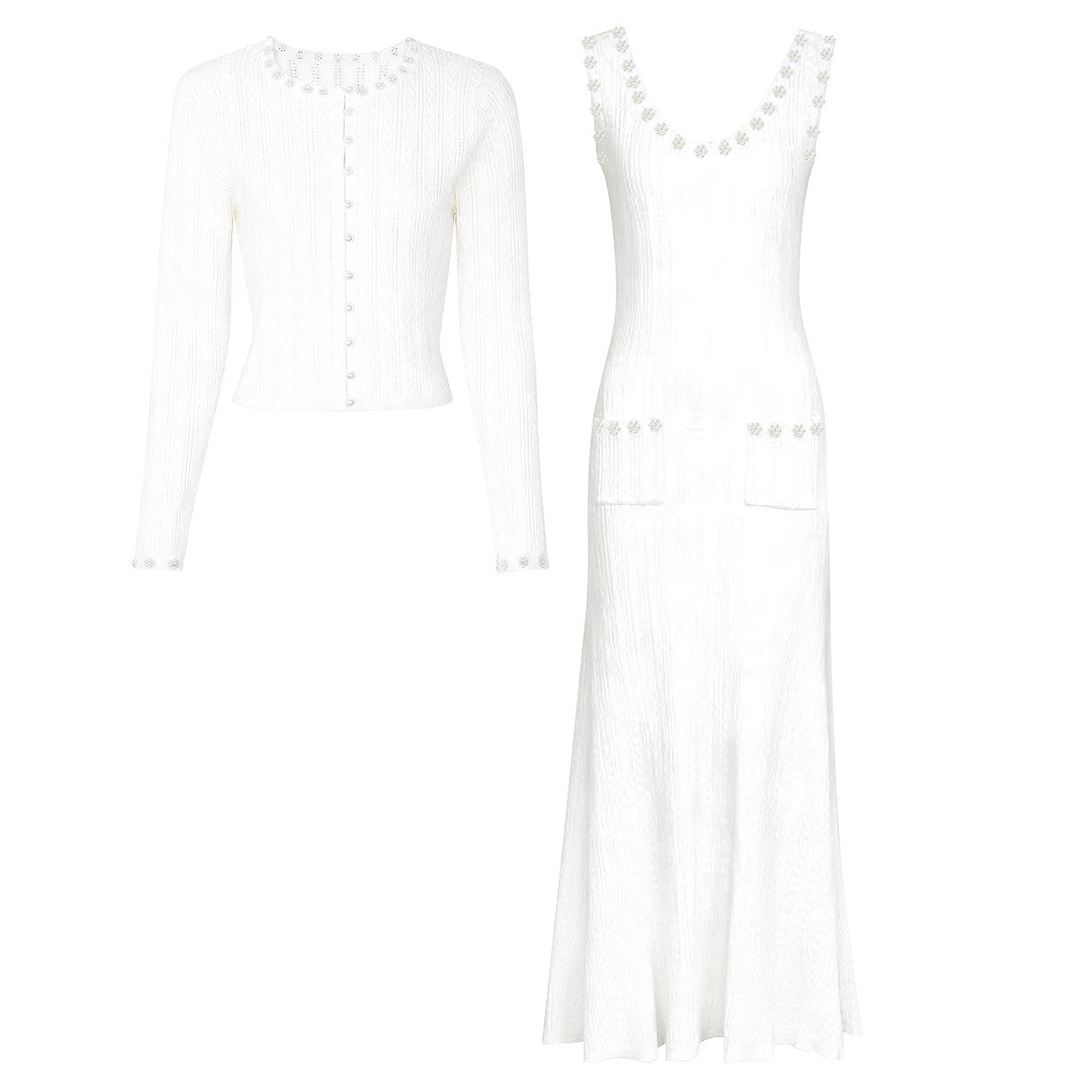 Elegant Knitted Women's Top and Dress Set