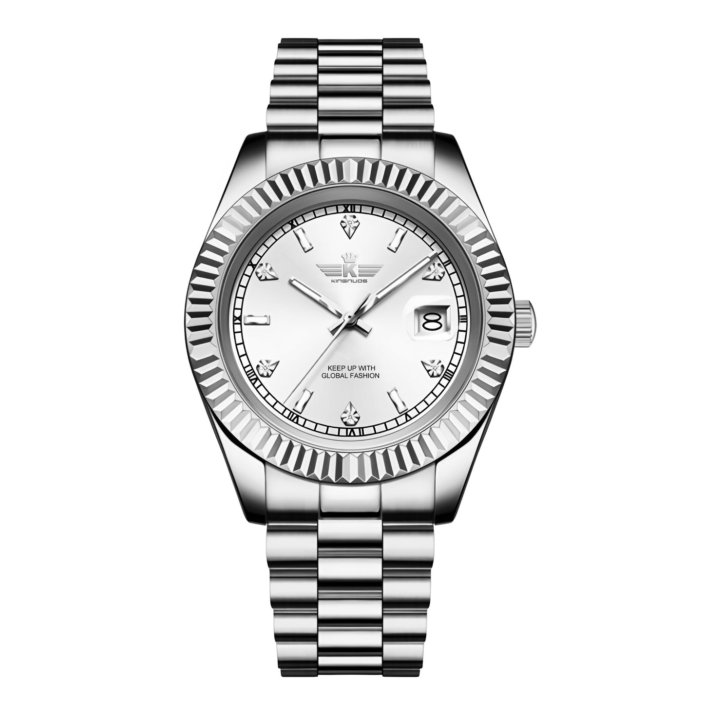Elegant Mens Steel Band Roman Numeral Watch