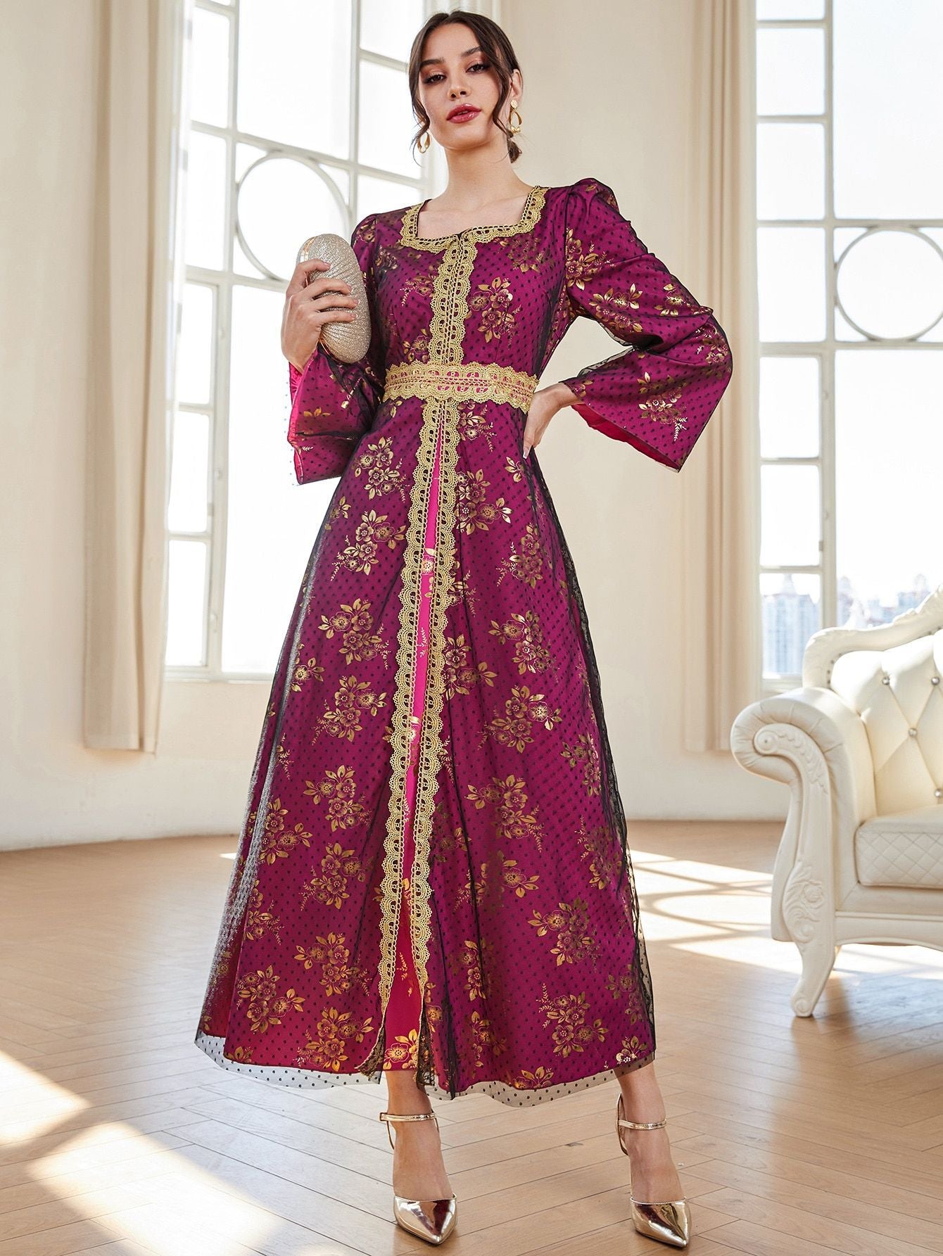 Elegant Mesh Long Sleeve Dress