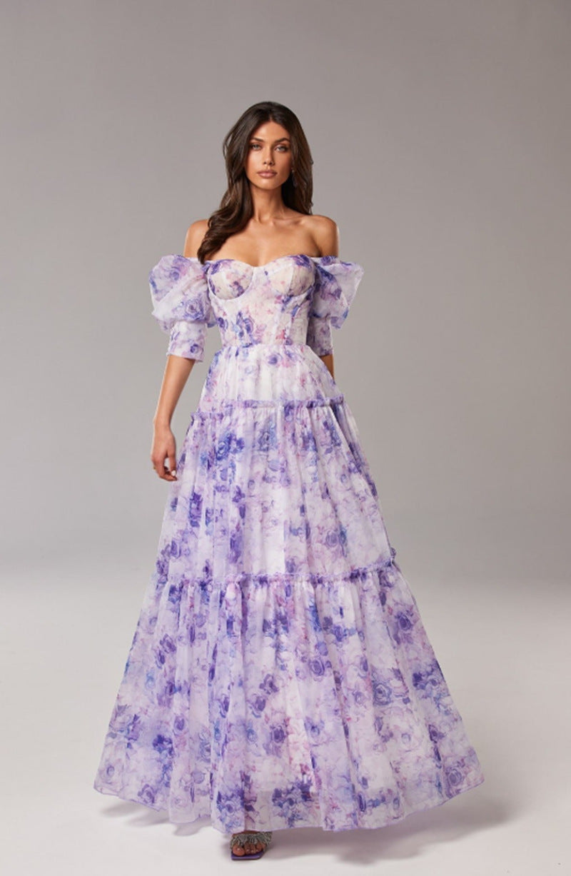 Elegant Off-Shoulder Organza Evening Dress