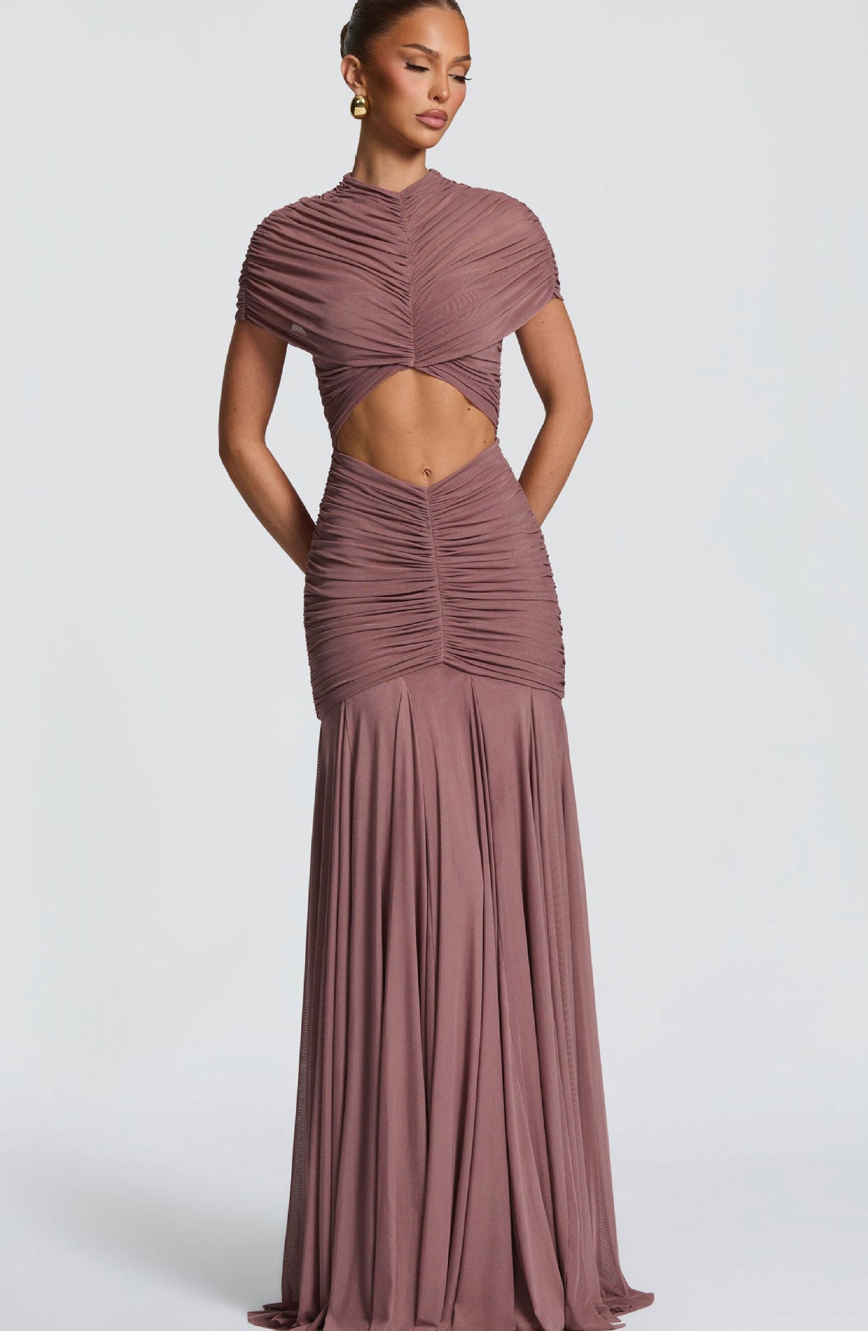Elegant Pleated Hollow-Out Slim-Fit Dress