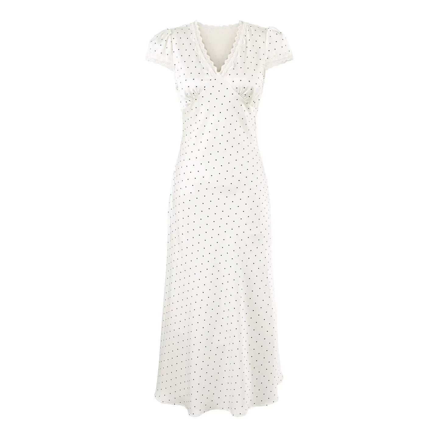 Elegant Satin Polka Dot Dress