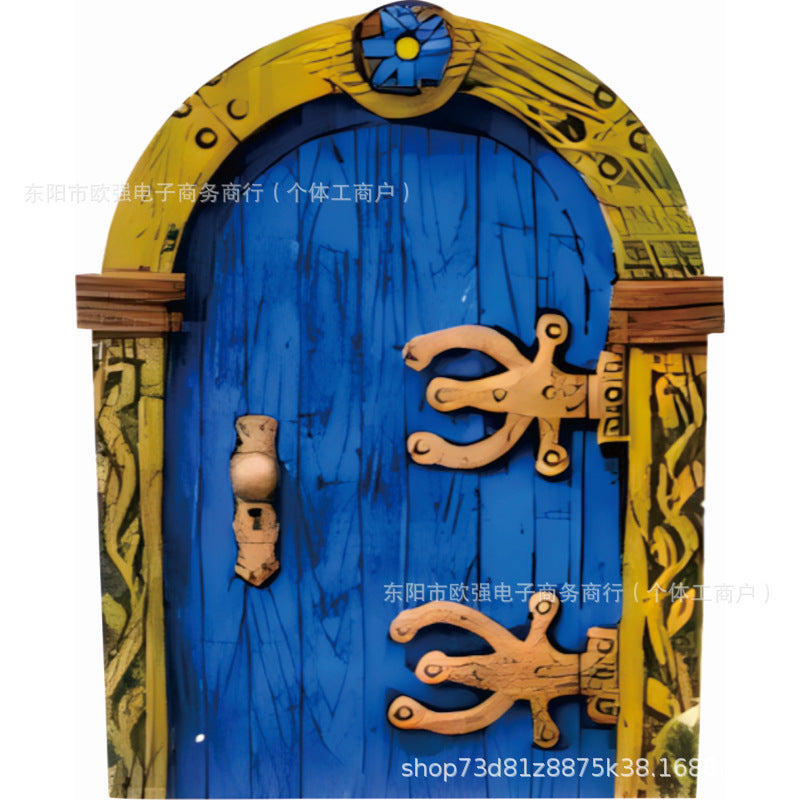 Elf Fairy Door Fairy Tale Door Courtyard Wooden Tree Decoration, Wooden Ornaments Garden Decorations