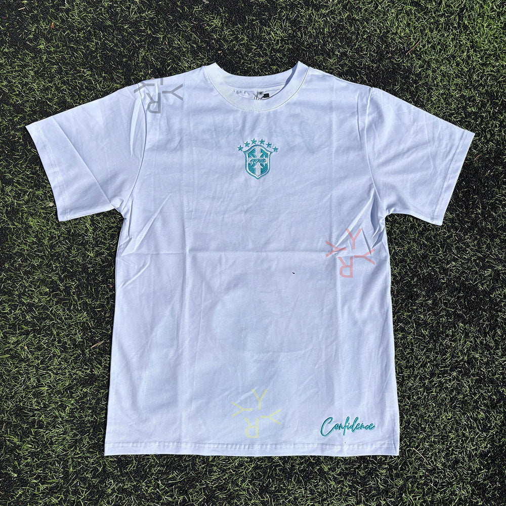 Embroidered Drawstring Shorts and T-Shirt Set