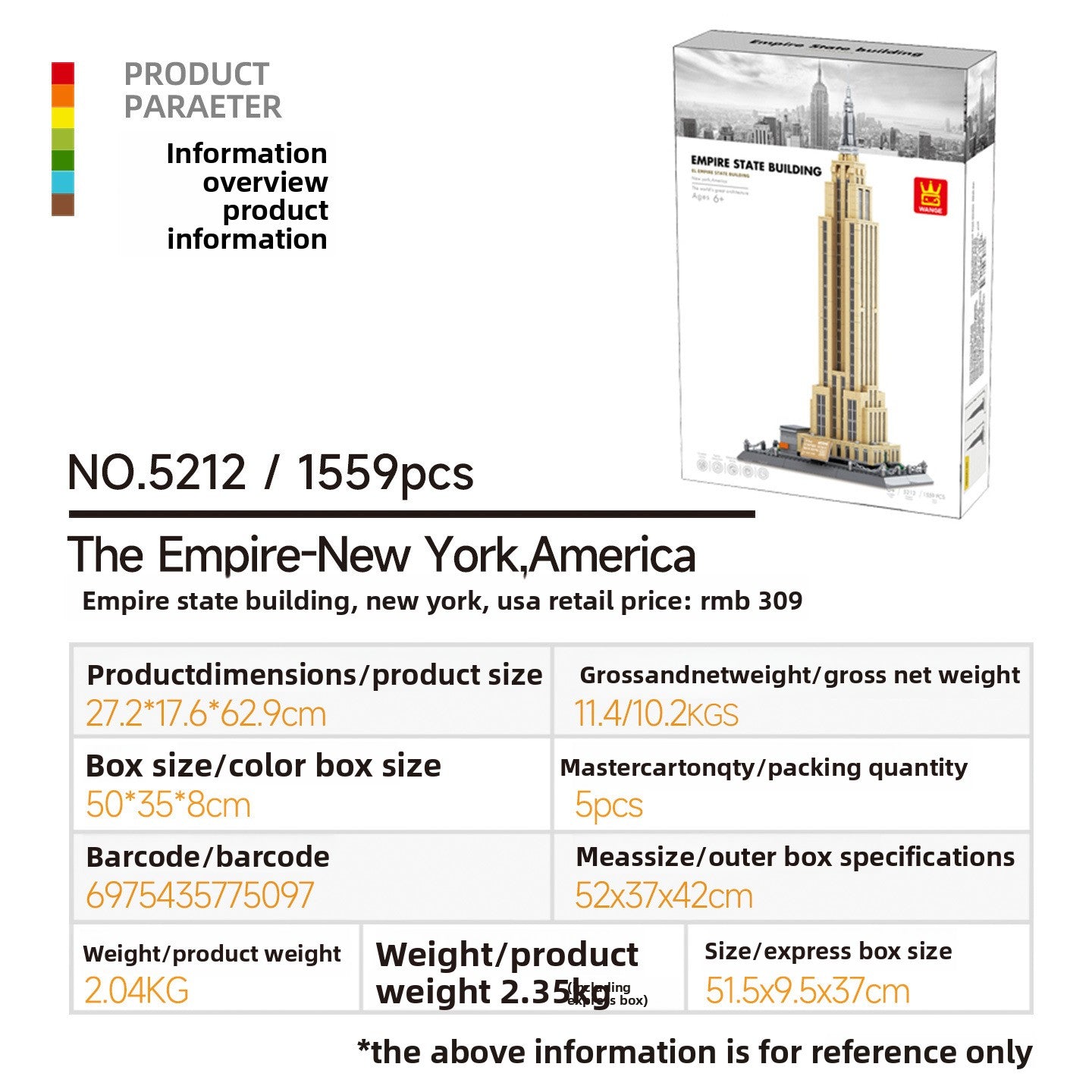 Empire State Building Block Set for Children