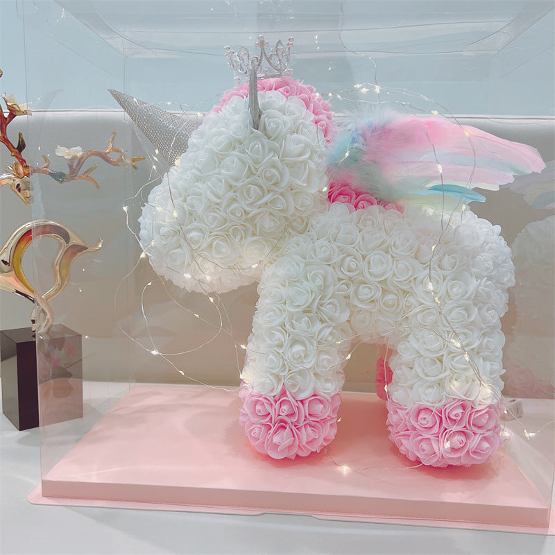 Eternal Foam Rose Bear with Decorative Accessories