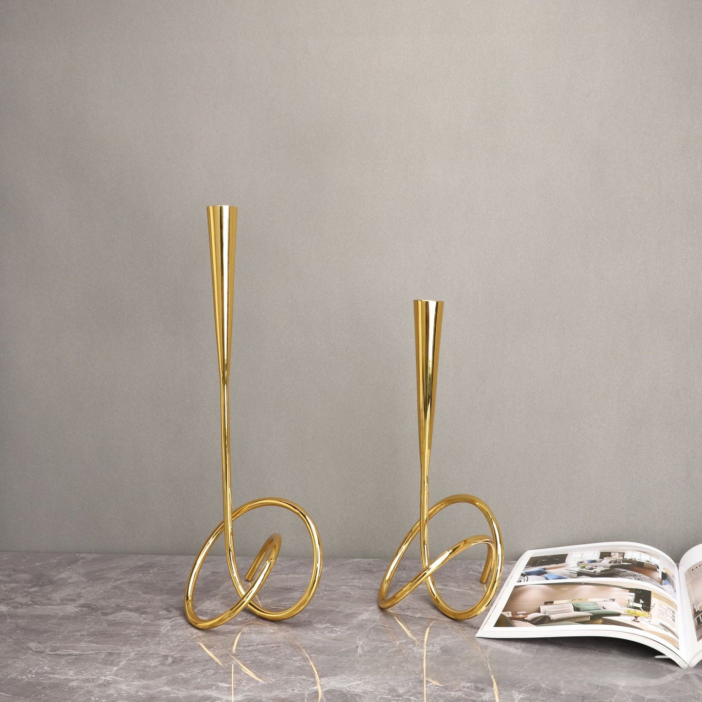 European Metal Winding Candlestick Home Decor