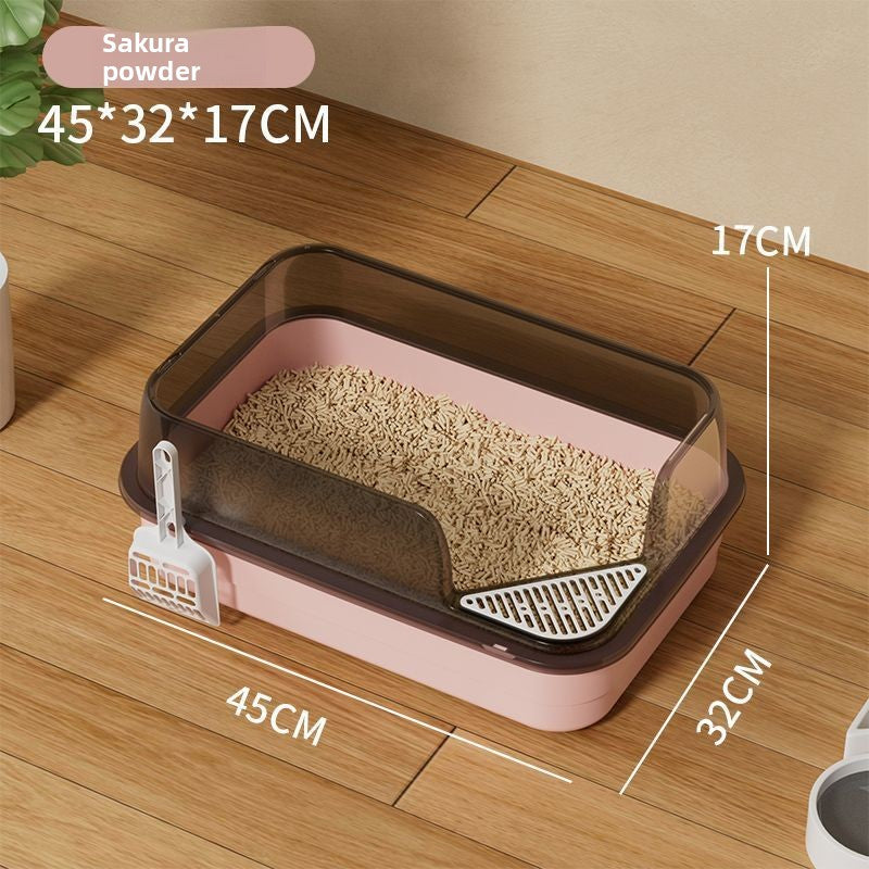 Extra-large semi-enclosed cat litter box