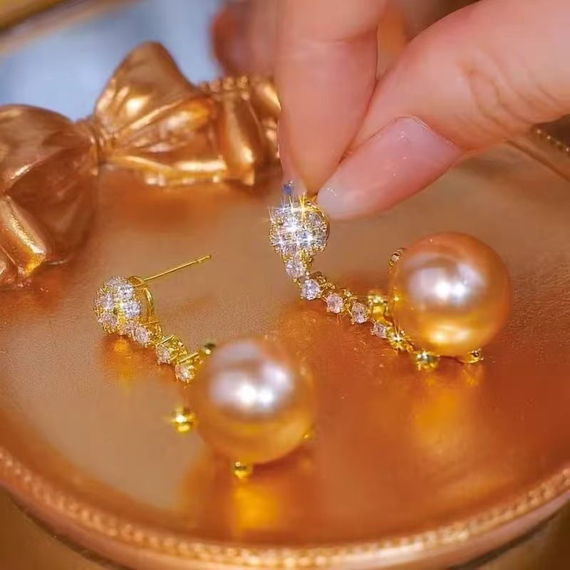Champagne Pearl Elegant Earrings for Women Fashion Jewelry