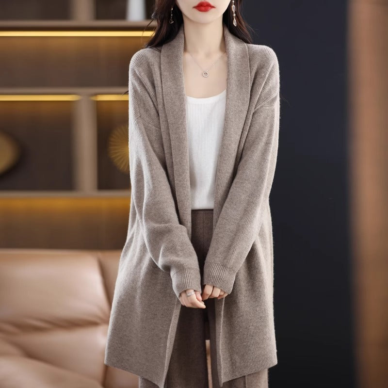 Buy Women’s Stylish Loose-Fitting Mid-Length Knit Cardigan Online