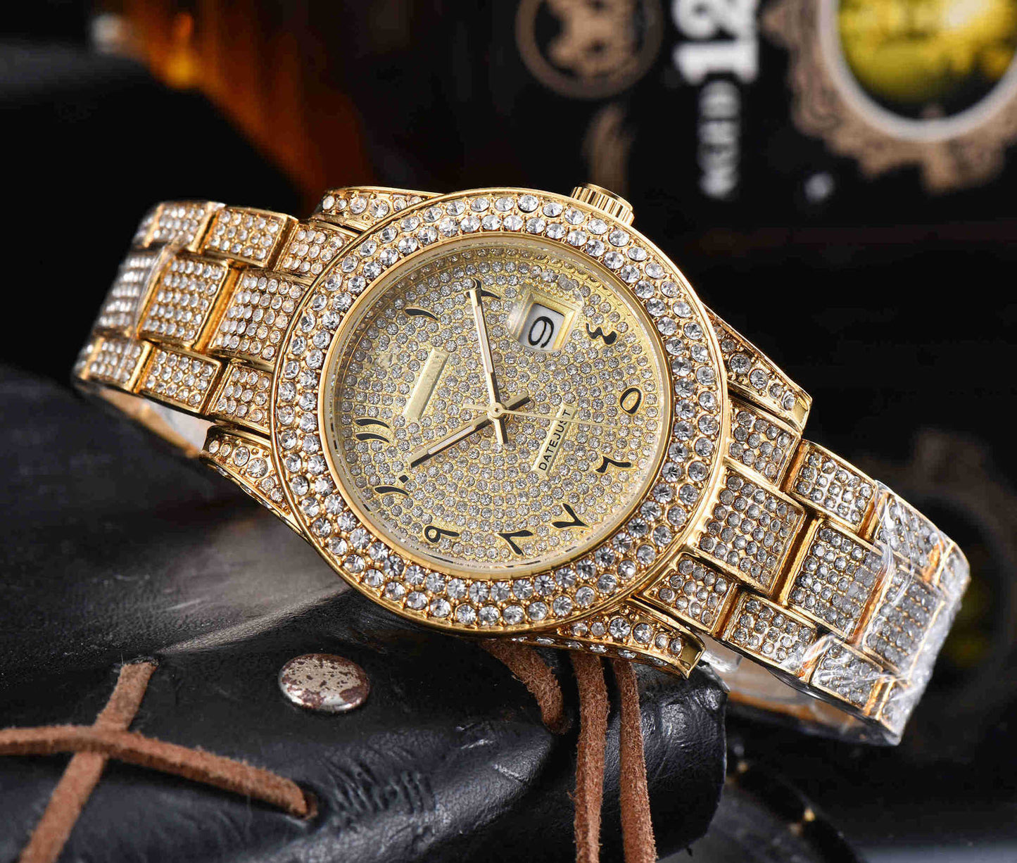 Buy Men’s All-Diamond Stainless Steel Quartz Watch Luxury