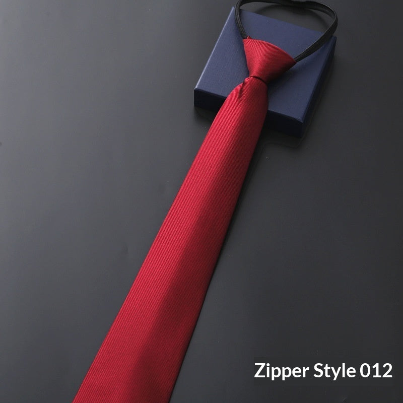 Mens Business Formal Zipper Tie With Blue Stripes for Office