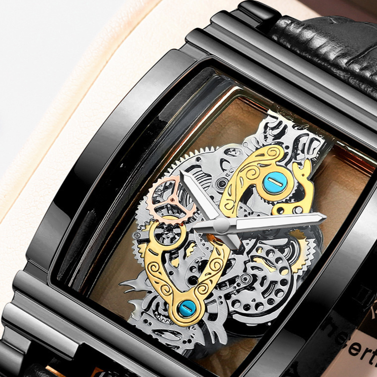 Fashion Gear Strip Hollow Tourbillon Mens Watch