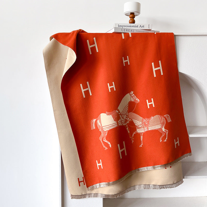 Fashion Horse Pattern Imitation Cashmere Scarf Shawl