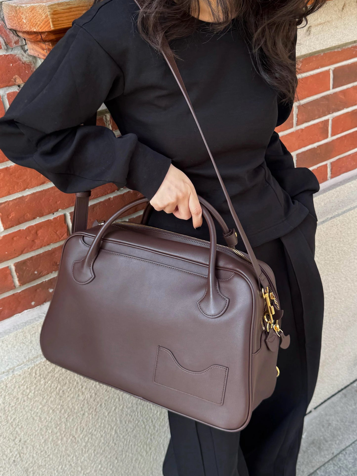 Fashion Versatile Dark Pocket Bowling Large Capacity Shoulder Bag