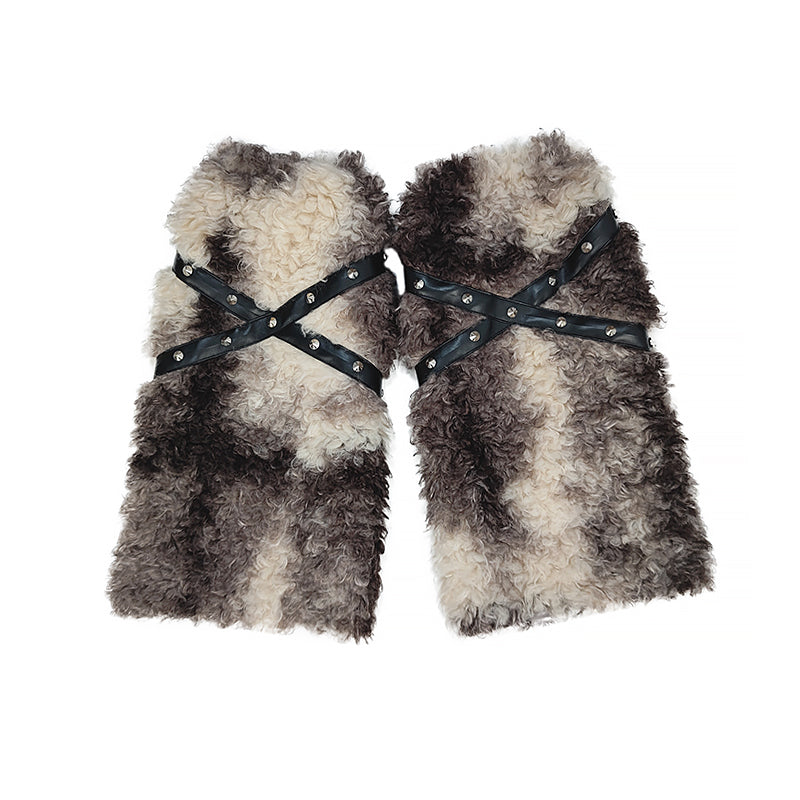 Faux Rabbit Fur Hooded Coat with Leg Warmers