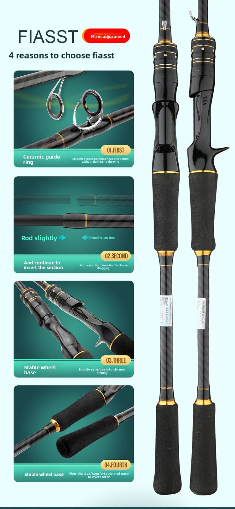 Fiberglass Fishing Rod with Hollow Plug Design