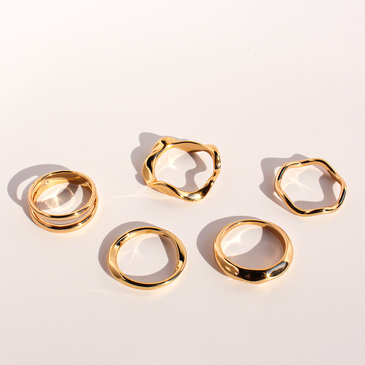 Five-Piece Geometric Stackable Rings Set