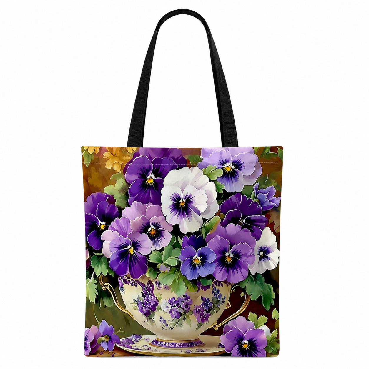 Floral Print Canvas Hand Carry Tote Bag