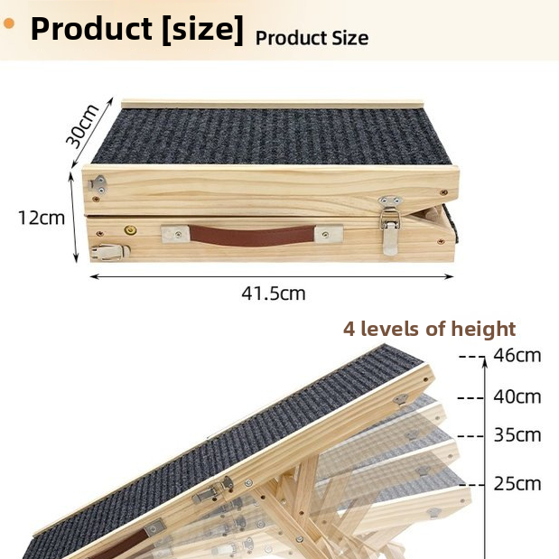 Foldable Solid Wood Pet Stairs Non-Slip Ramp