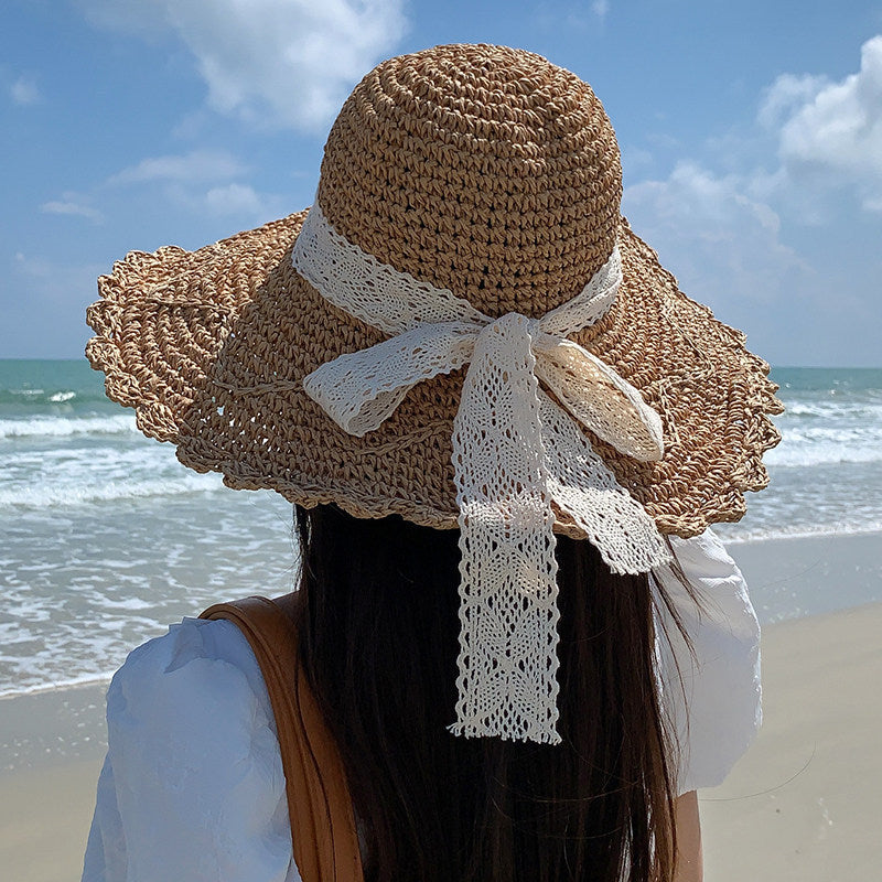 Foldable Straw Sun Hat with Wide Brim
