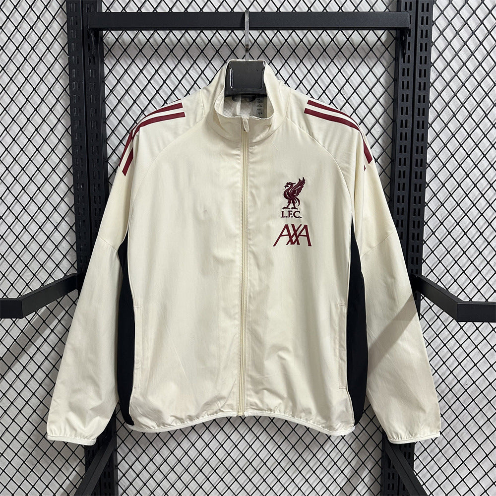 Football-inspired single-breasted trench coat