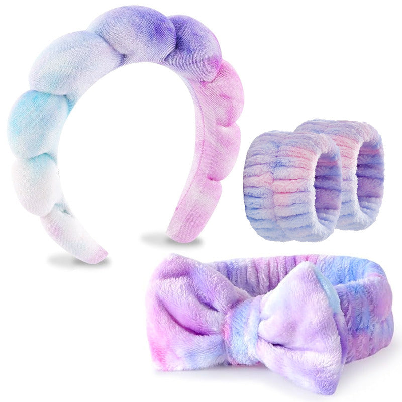 Four-piece set of face washing headbands and hair hoops