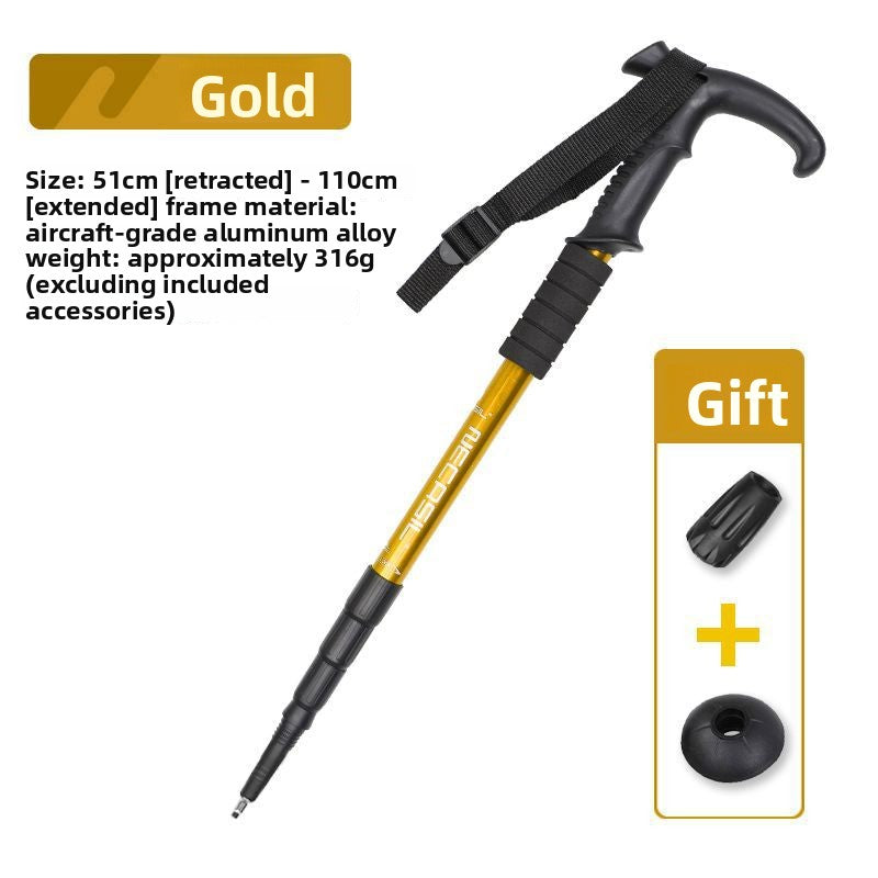 Four-section bent-handled hiking stick
