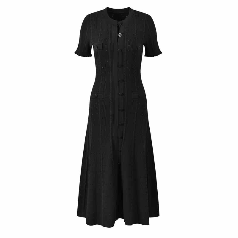 French Elegant Crewneck Knitted Dress