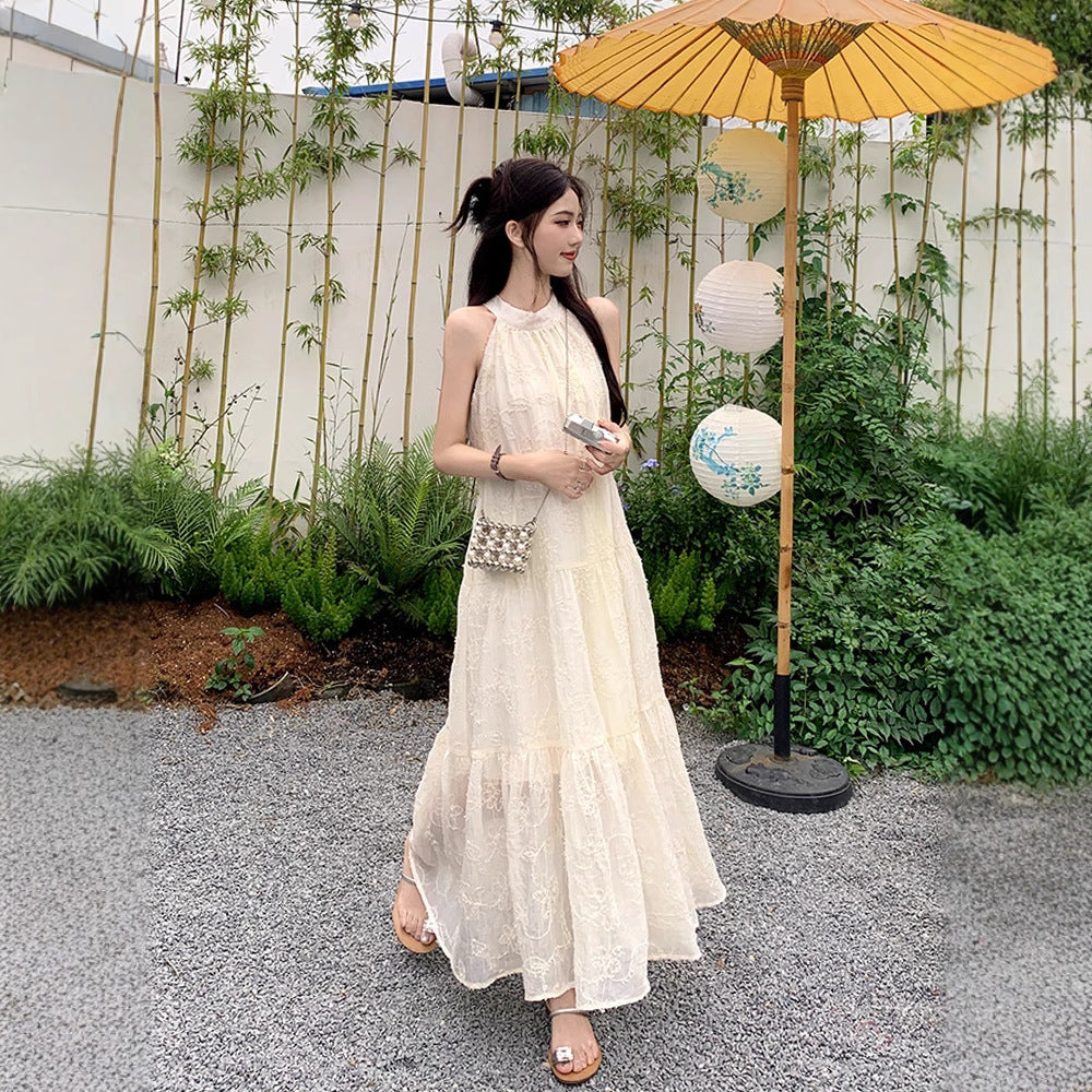 French Halter Sleeveless Dress