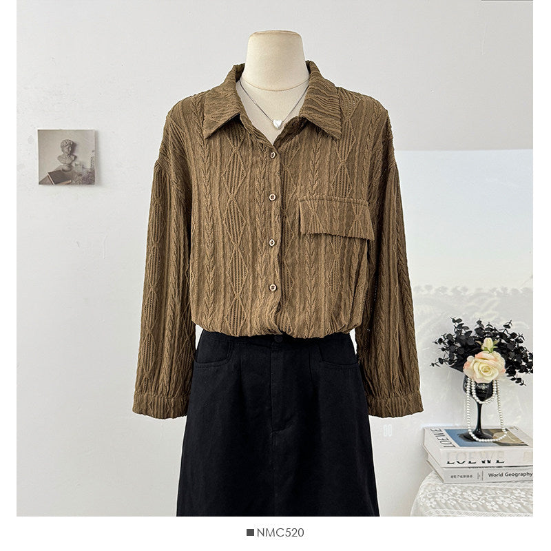 French Hollow-Out Crochet Long Sleeve Shirt