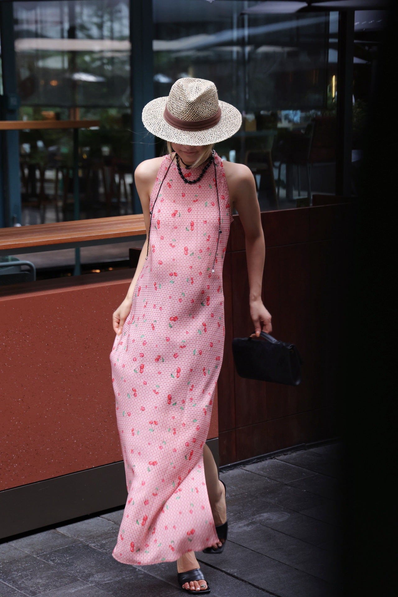 French Retro Spaghetti Strap Silk Dress