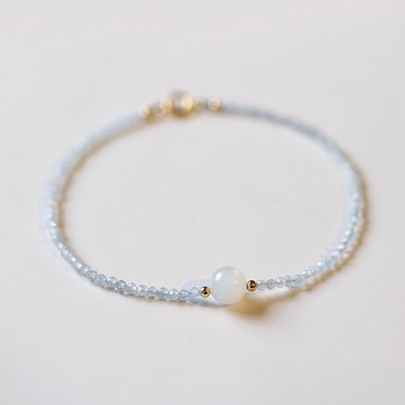 Fresh Light Blue Crystal for Women, Extremely Fine 2mm Ultra-Thin Bracelet