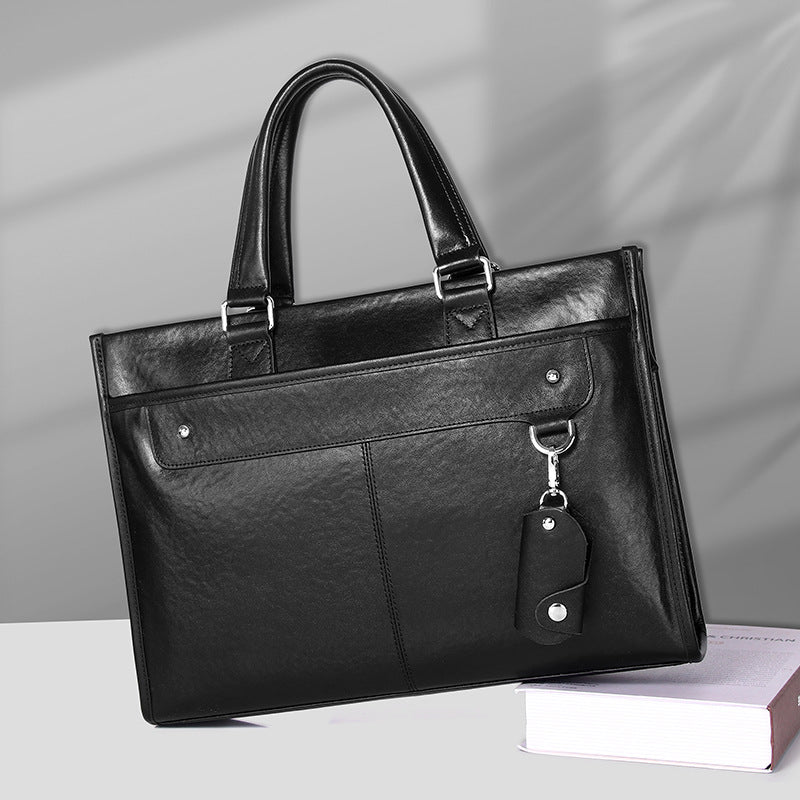 Genuine Leather Briefcase for Men with Laptop Compartment