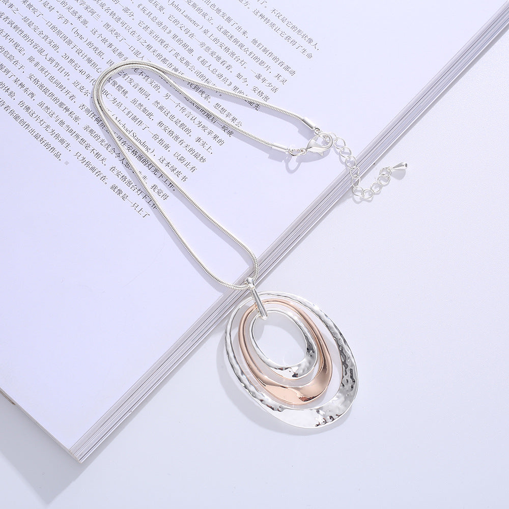 Geometric elliptical short-style women's alloy collar chain