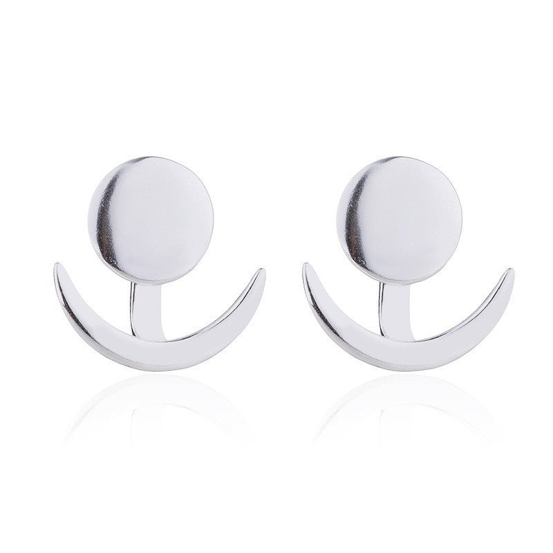Geometric round earrings, fashionable and cute crescent-shaped earrings for girls