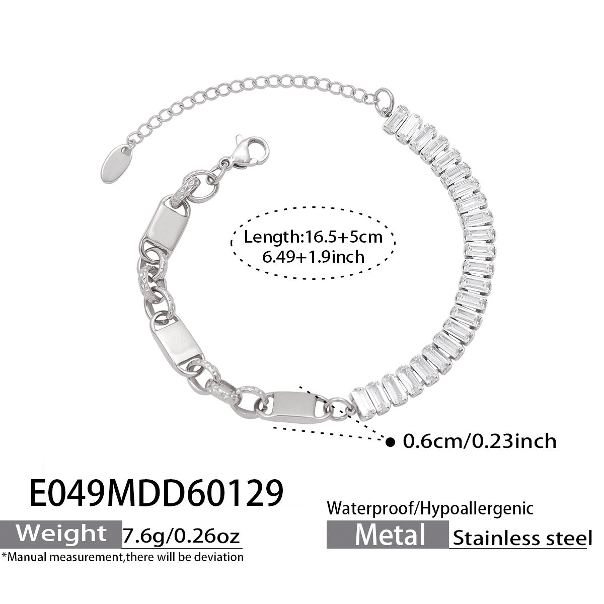 Geometric Zirconia Link Bracelet