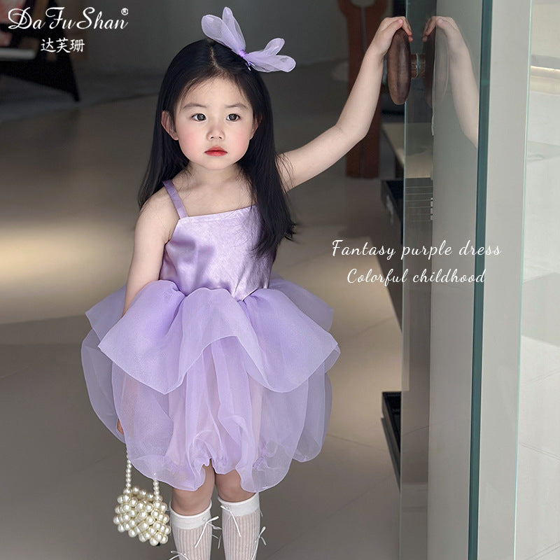 Girls Tulle Princess Dress with Bow