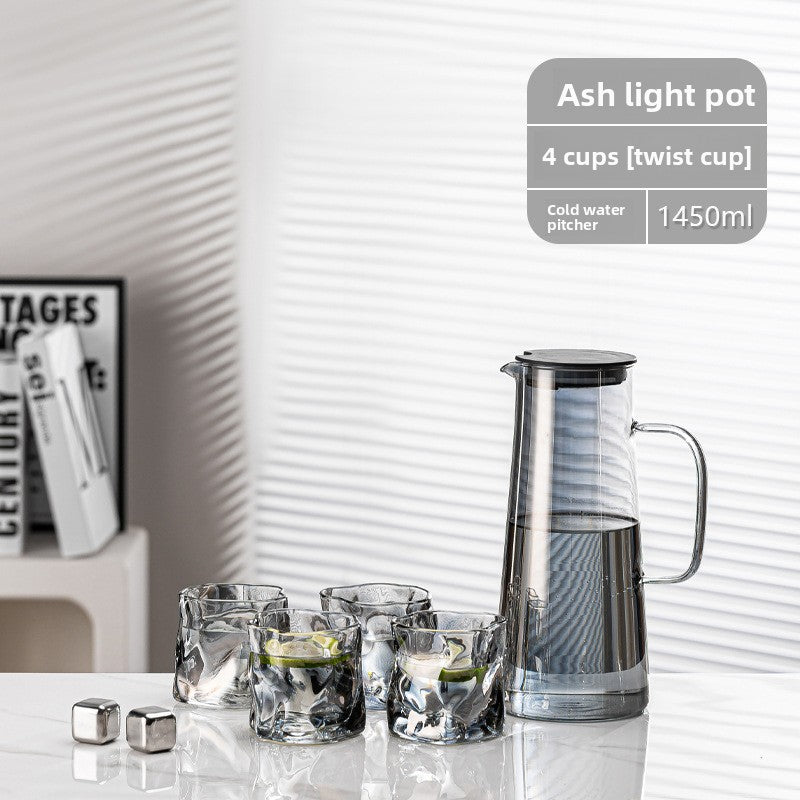 Glass Tea Set with Filter Lid and Serving Tray