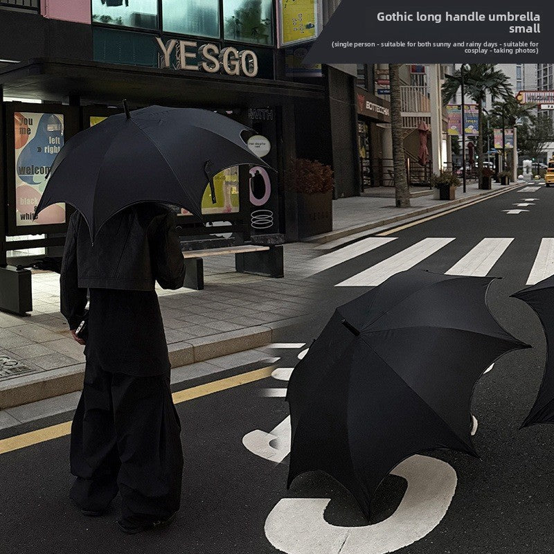 Gothic Long-Handled Umbrella Dual-Purpose Automatic Sun and Rain Umbrella with Black Coating